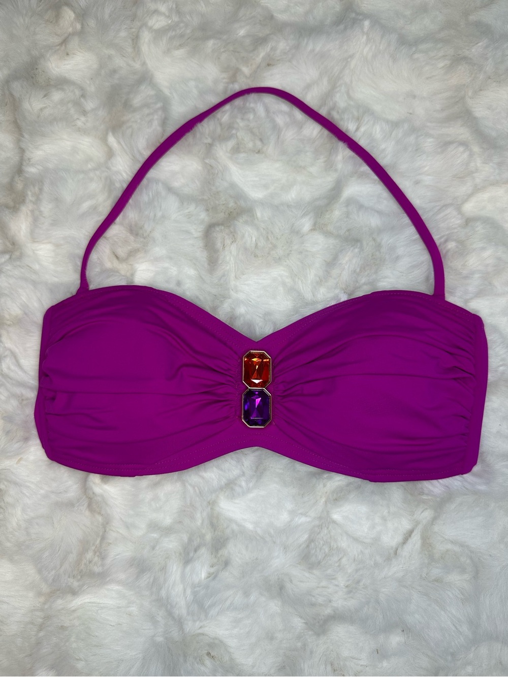 Dolls Princess Gem Accent Halter Essential Stylish Swim Top in Magenta- Women’s